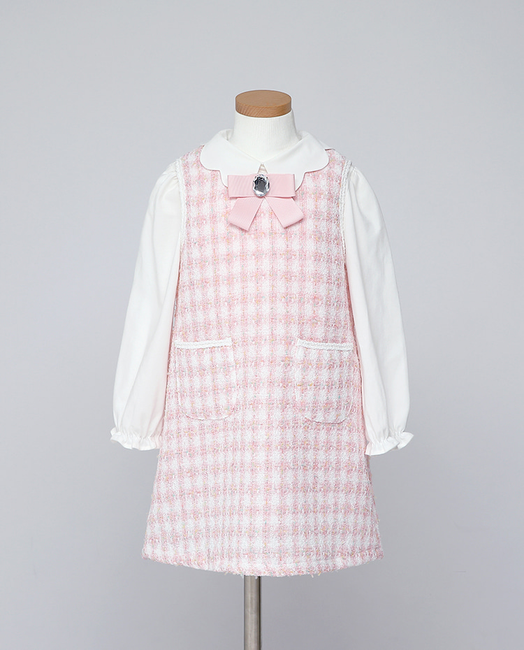 블루밍 트위드 슬리브리스 드레스(Pink)