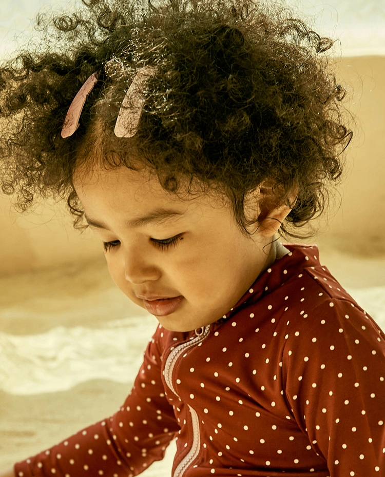 [원모어플레이] 귀여운 도트무늬 도트원피스 브라운 아기 수영복