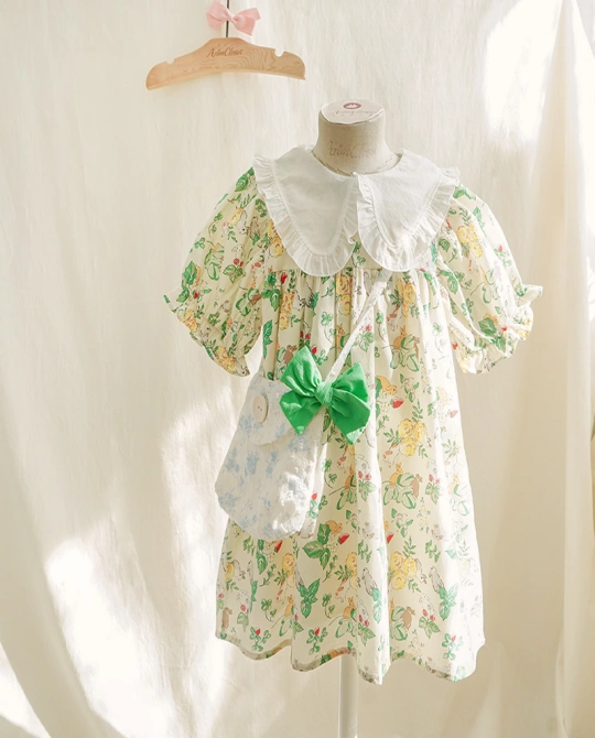 숲속 토끼들이 쪼꼬미를 만나러 왔어요 - cute bunny kara point baby cotton dress