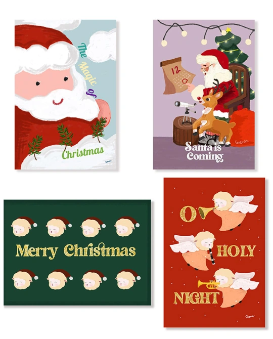 산타와 천사 크리스마스 양면 엽서카드
